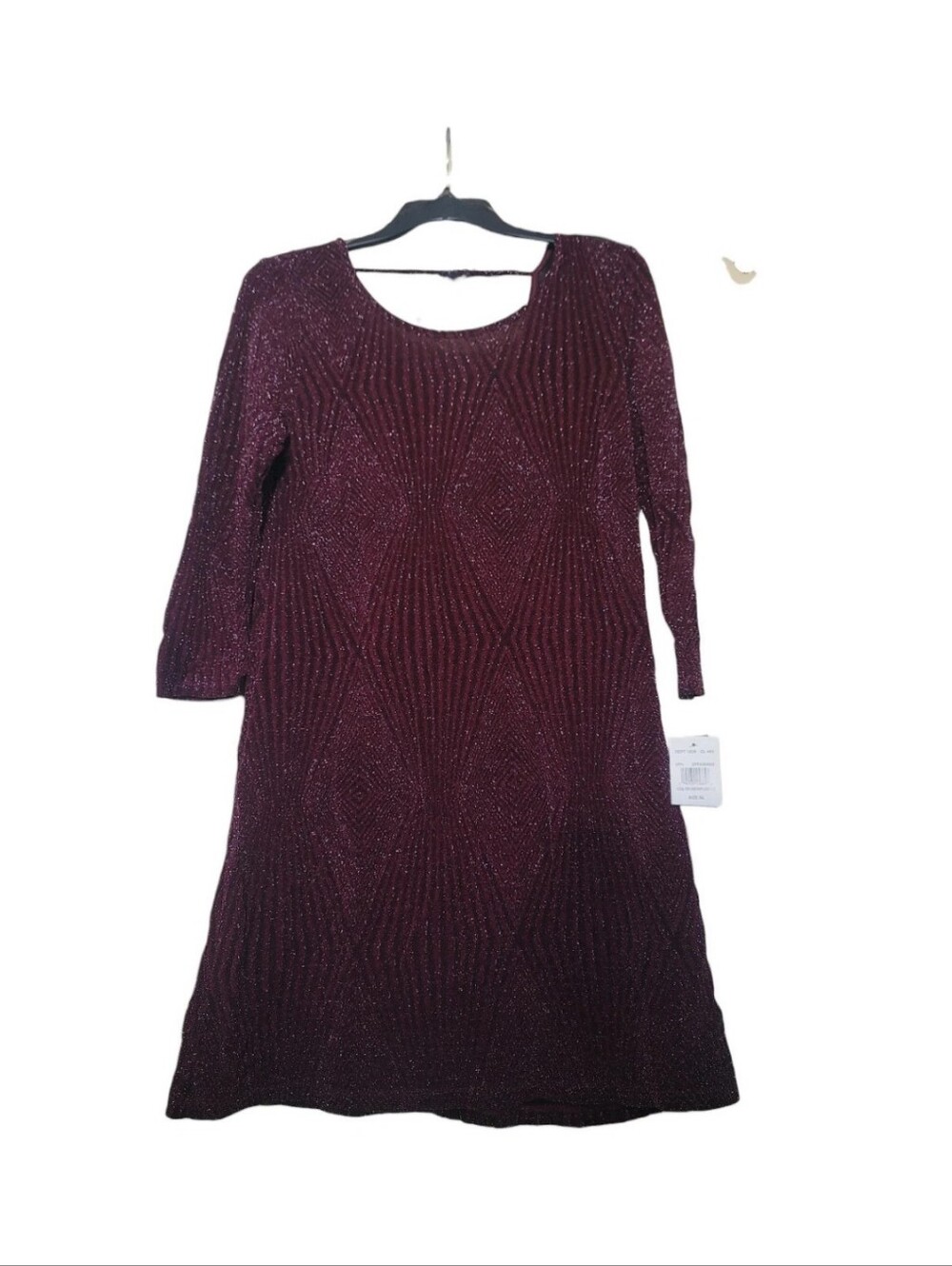 NWT Trixxi Womens Purple Metallic Pull Over 3/4 Sleeve Dress Size XL